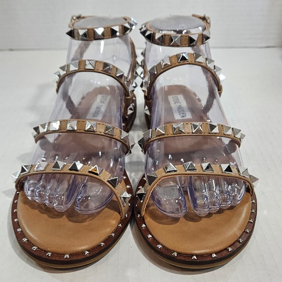Steve Madden Beige Travel Pyramid‎ Studded Strappy Flat Sandal Size 6.5 - Picture 10 of 11